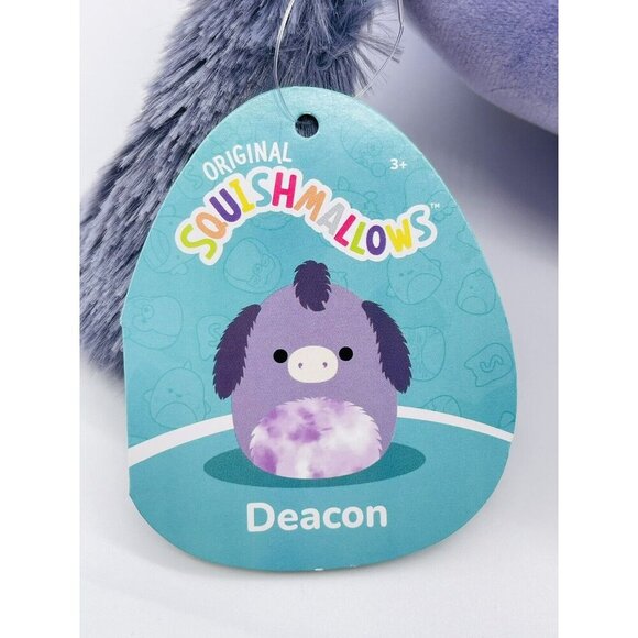 NWT Squishmallows 8" Deacon Donkey Purple Fuzzy Ears Squishdate 05.25.20… - Picture 7 of 8